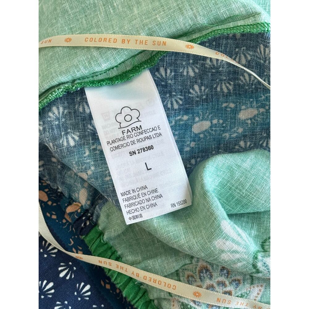 Farm Rio Anthropologie Linen Blend Maxi Skirt L Boho Resort Festival Floral - Picture 9 of 16